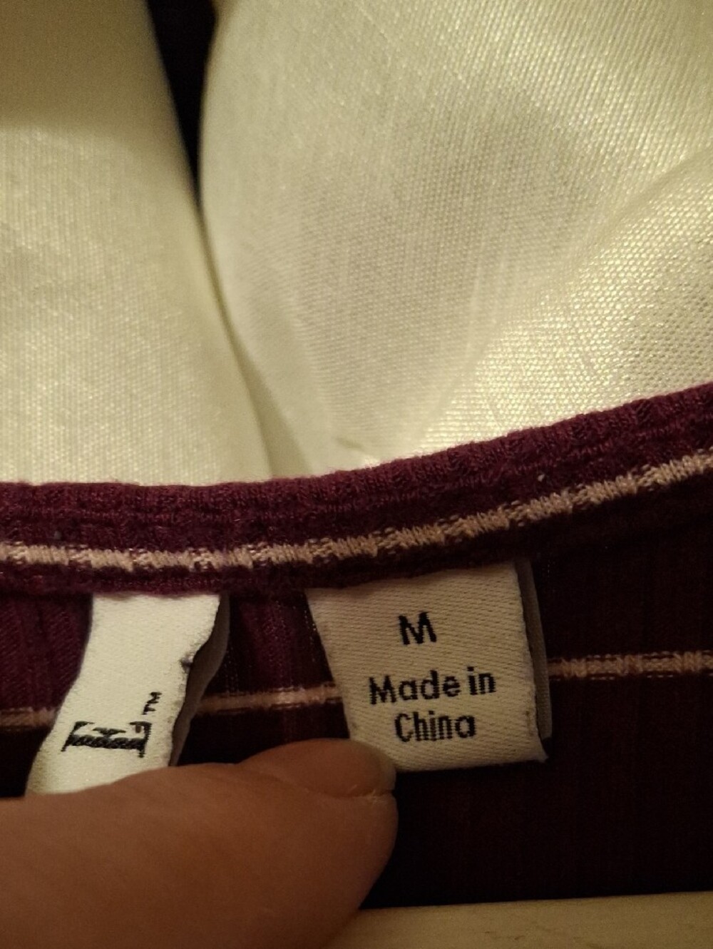 Elle Burgundy and White Striped Square Neck 3/4 Sleeve Top - Picture 4 of 9